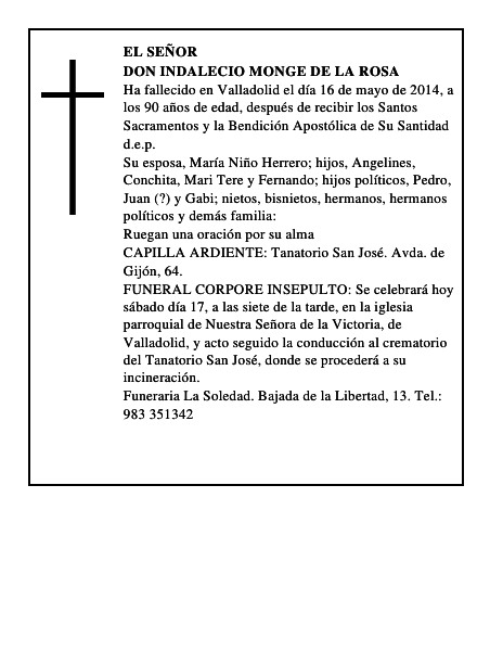 Don Indalecio Monge de la Rosa