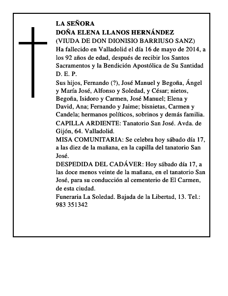Doña Elena Llanos Hernández