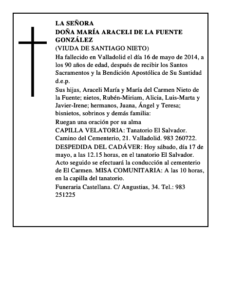 Doña María Araceli de la Fuente González