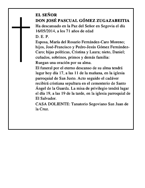 Don José Pascual Gómez Zugazabeitia