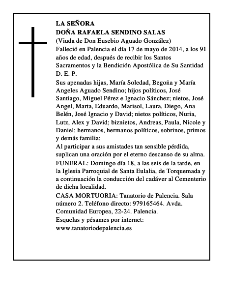 Doña Rafaela Sendino Salas