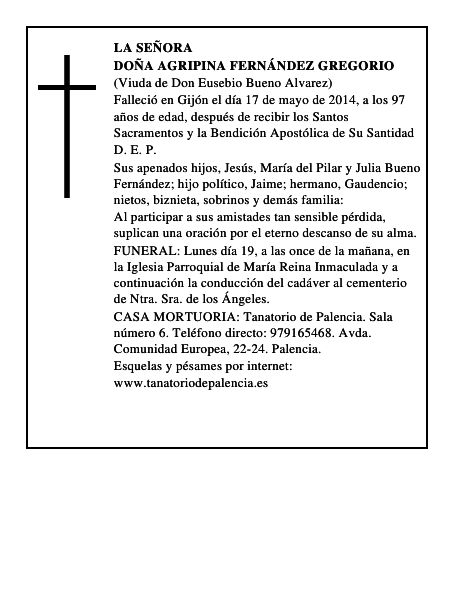 Doña Agripina Fernández Gregorio