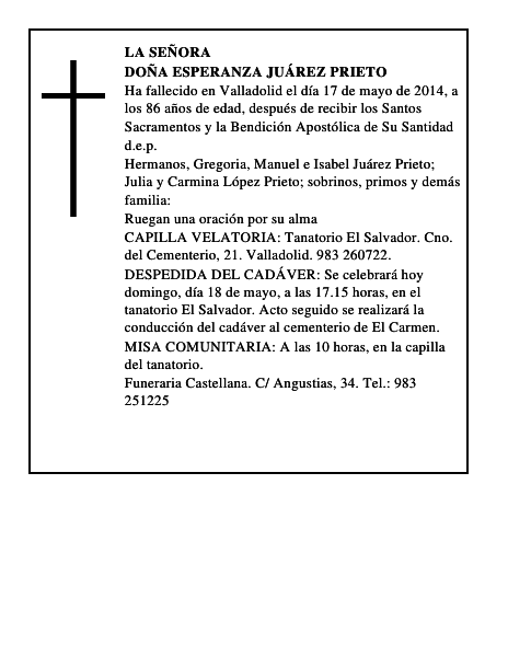Doña Esperanza Juárez Prieto