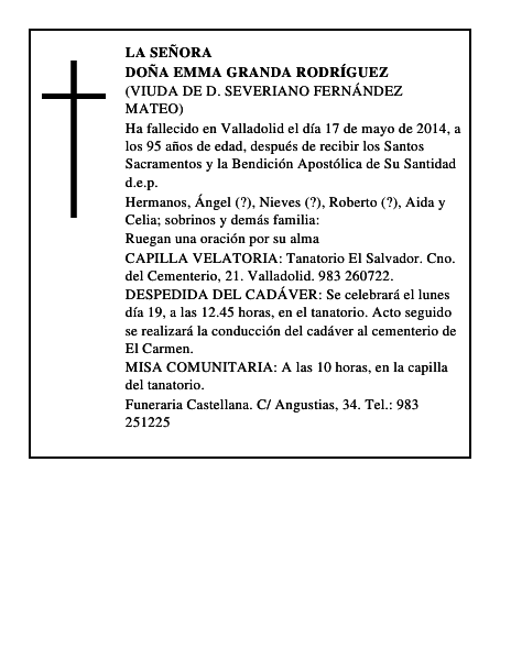 Doña Emma Granda Rodríguez