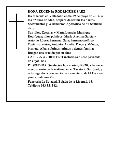 Doña Eugenia Rodríguez Saez
