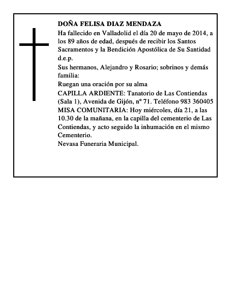 Doña Felisa Diaz Mendaza