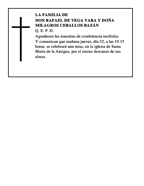 Don Rafael de Vega Vara y Doña Milagros Ceballos Bazán