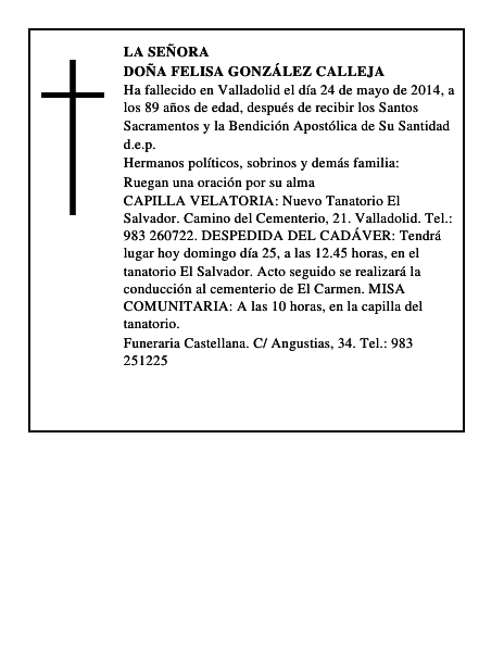 Doña Felisa González Calleja