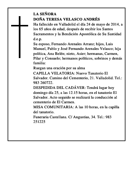 Doña Teresa Velasco Andrés