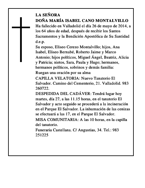Doña María Isabel Cano Montalvillo