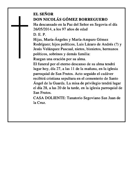 Don Nicolás Gómez Borreguero