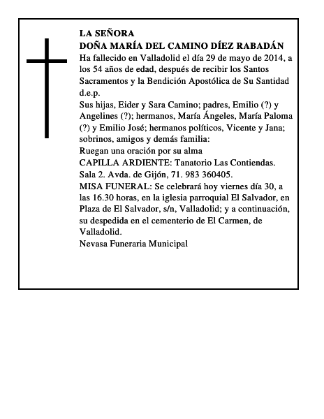 Doña María del Camino Díez Rabadán