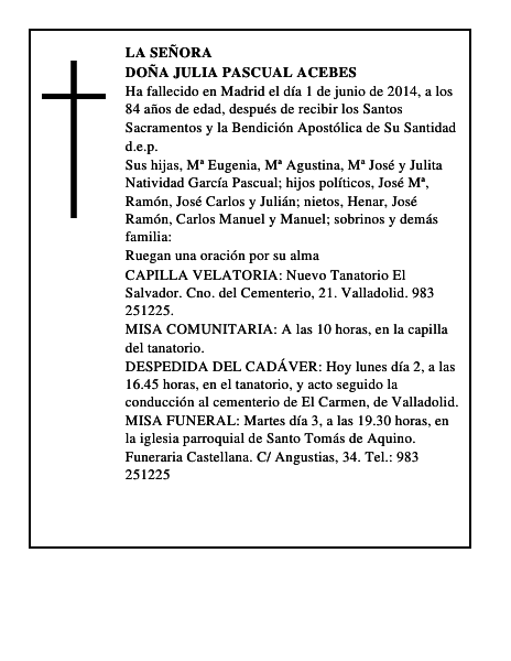 Doña Julia Pascual Acebes