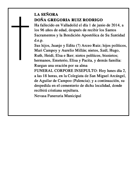 Doña Gregoria Ruiz Rodrigo