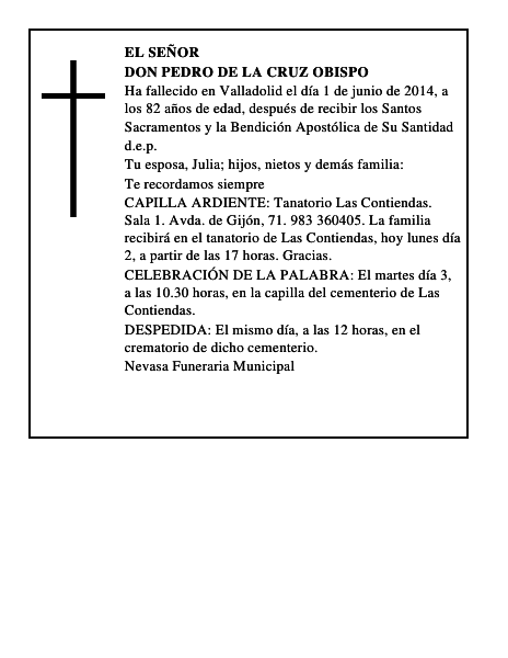 Don Pedro de la Cruz Obispo