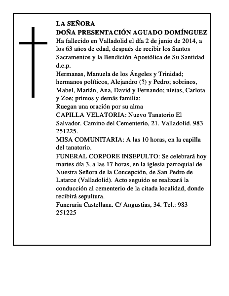 Doña Presentación Aguado Domínguez