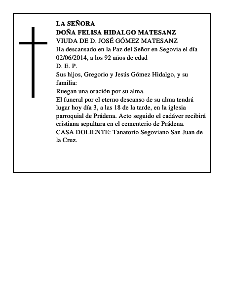 Doña Felisa Hidalgo Matesanz