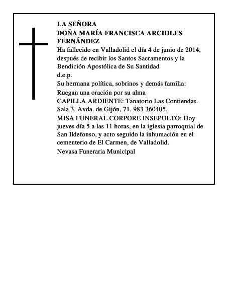 Doña María Francisca Archiles Fernández