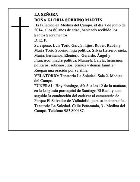 Doña Gloria Sobrino Martín