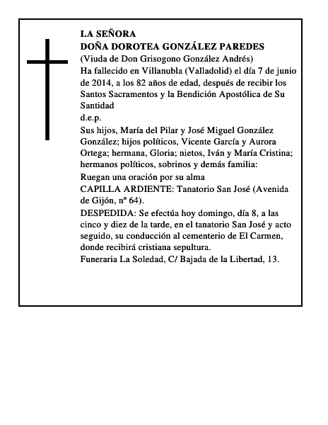 Doña Dorotea González Paredes