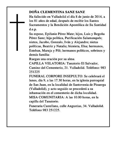 Doña Clementina Sanz Sanz