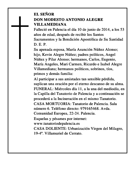 Don Modesto Antonio Alegre Villamediana