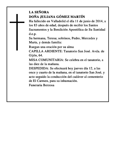 Doña Juliana Gómez Martín