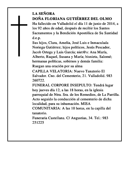 Doña Floriana Gutiérrez del Olmo