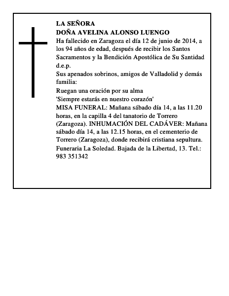 Doña Avelina Alonso Luengo