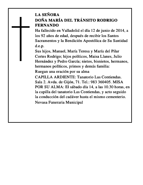 Doña María del Tránsito Rodrigo Fernando