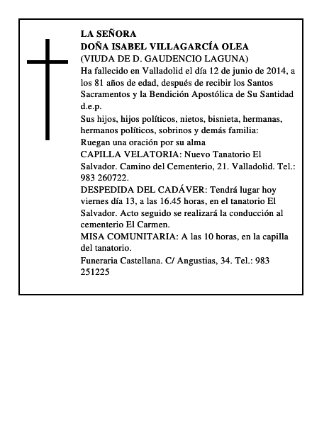 Doña Isabel Villagarcía Olea