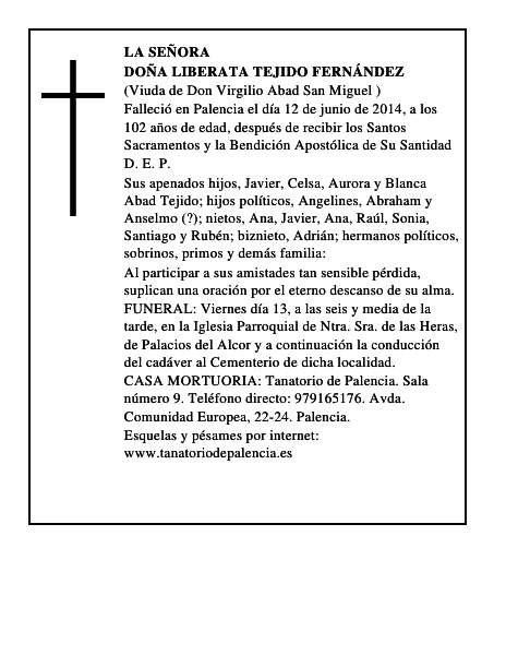 Doña Liberata Tejido Fernández