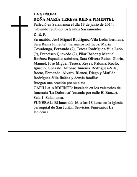 Doña María Teresa Reina Pimentel