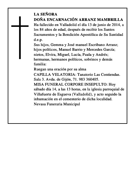 Doña Encarnación Arranz Mambrilla