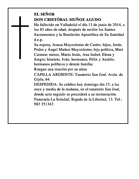 Don Cristóbal Muñoz Agudo