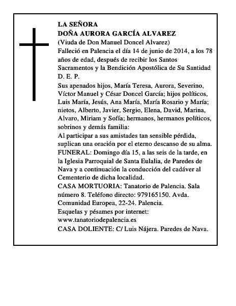 Doña Aurora García Alvarez