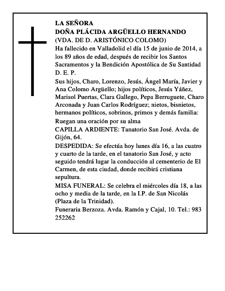 Doña Plácida Argüello Hernando