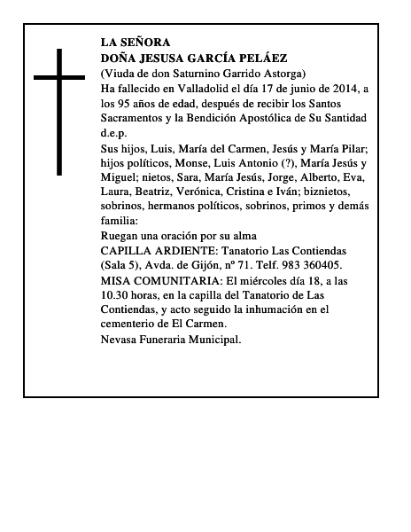 Doña Jesusa García Peláez