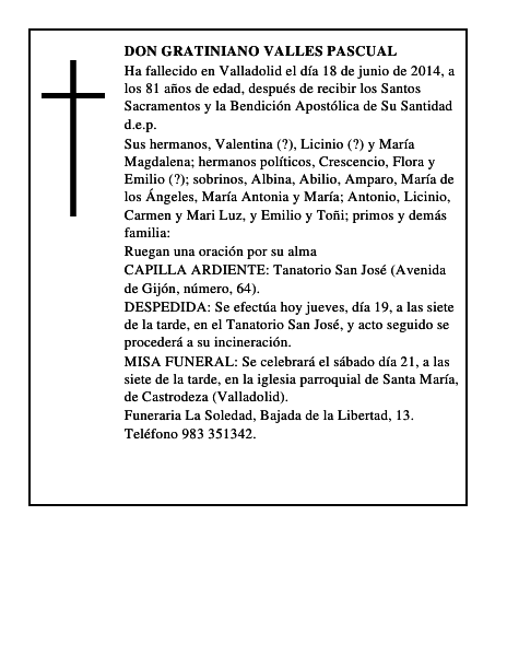 Don Gratiniano Valles Pascual