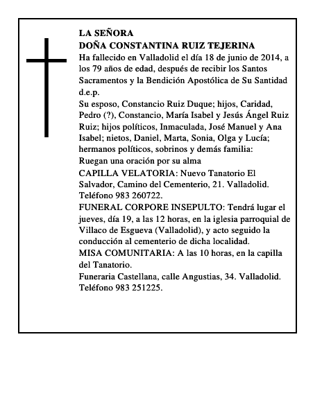Doña Constantina Ruiz Tejerina