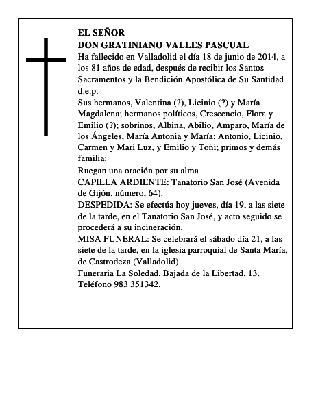 Don Gratiniano Valles Pascual