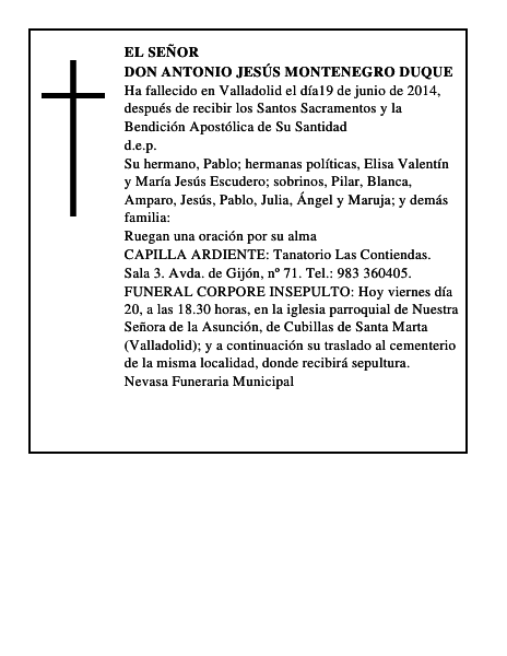 Don Antonio Jesús Montenegro Duque