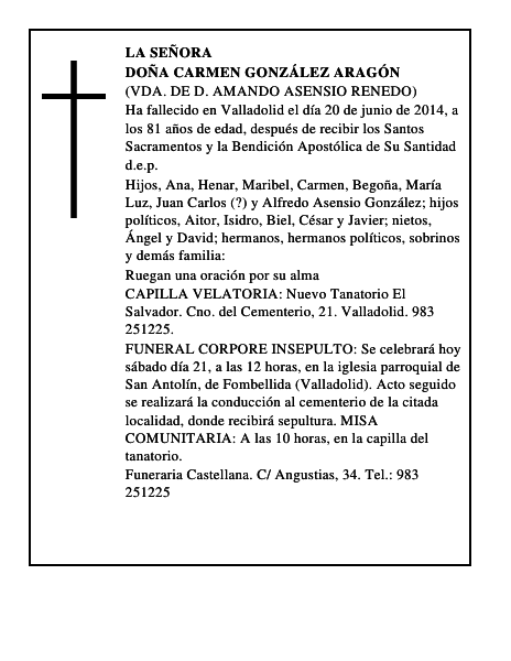 Doña Carmen González Aragón