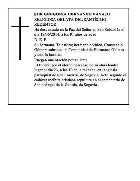 Sor Gregoria Hernando Navajo