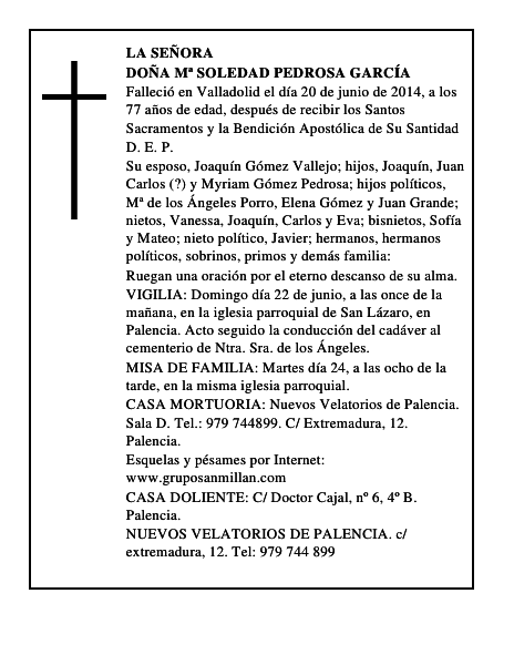 Doña Mª Soledad Pedrosa García
