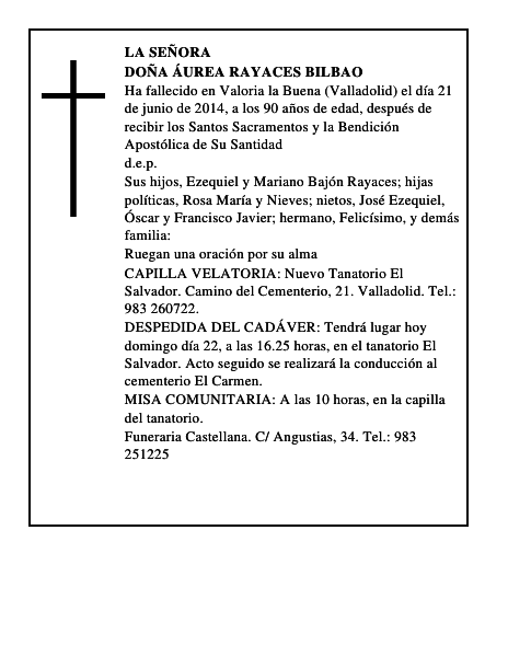 Doña Áurea Rayaces Bilbao