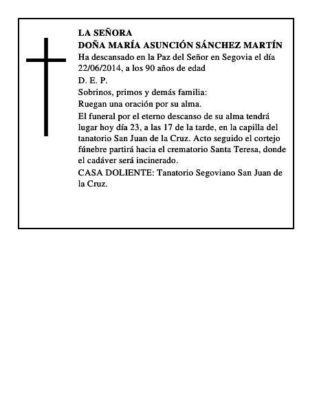 Doña María Asunción Sánchez Martín