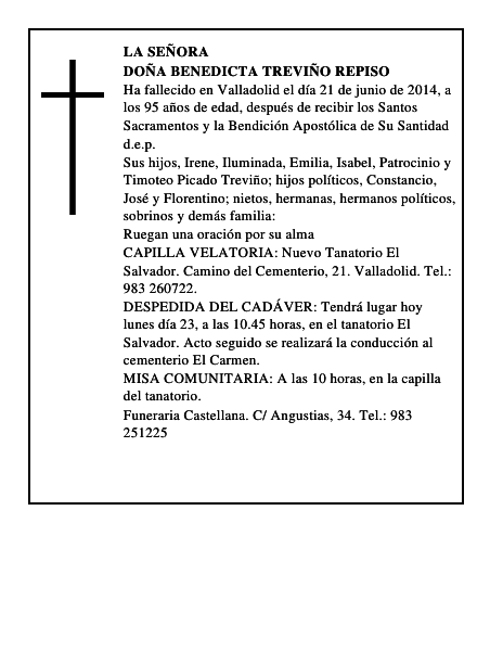 Doña Benedicta Treviño Repiso