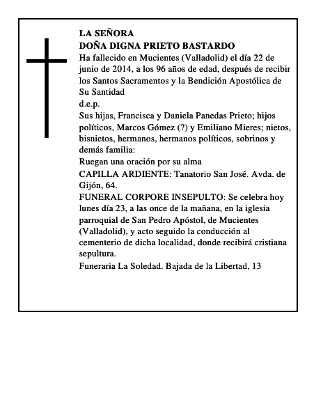 Doña Digna Prieto Bastardo