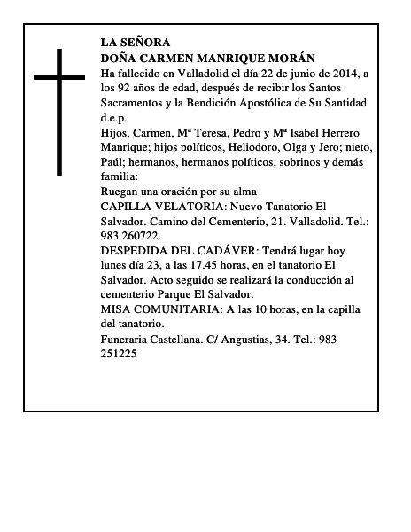 Doña Carmen Manrique Morán